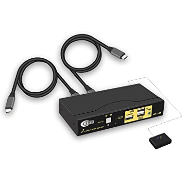 USB Type-C KVM Switch, CKLau 2 Port USB-C KVM Switch with Cable Support Windows 10, Mac OS 10, Android 9.0 or Above