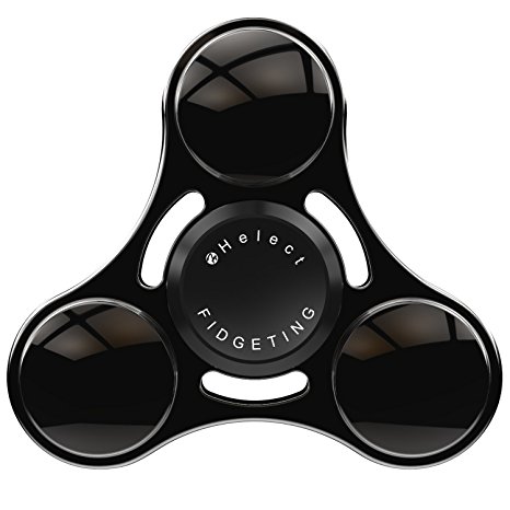 Helect Fidget Hand Spinner Toy High Speed Stainless Steel Bearing and Zinc Alloy Body Anxiety Relief Toys Tri-Spinner (Black)