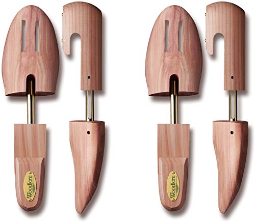 Woodlore Men’s Cedar Wood Shoe Trees (2 Pairs) Adjustable, Aromatic, USA Made