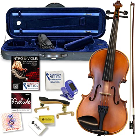 Ricard Bunnel G2 Violin Outfit Clearance 1/4 Size - Carrying Case and Accessories Included - Highest Quality Solid Maple Wood and Ebony Fittings By Kennedy Violins