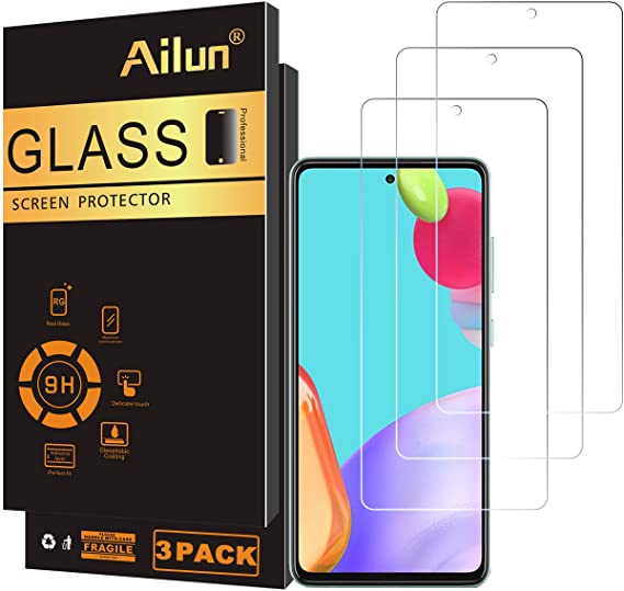 Ailun Glass Screen Protector for Galaxy A52 5G 3Pack Tempered Glass for Samsung Galaxy A52 5G 0.33mm Ultra Clear Anti-Scratch Case Friendly