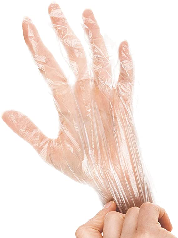 Disposable Clear Plastic Gloves 200 Pcs, for Food Handling, Powder & Latex Free [ One Size Fits Most ]