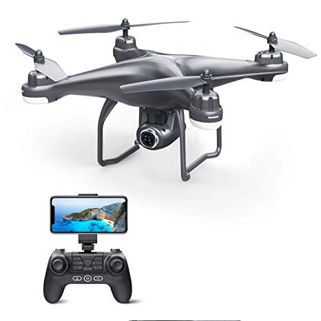 Potensic T25 GPS FPV RC Drone with 720P HD Camera Live Video 120° Wide-Angle, Auto Return Home, Quadcopter with Follow Me, Altitude Hold, Long Control Range and Modular Battery, Gray