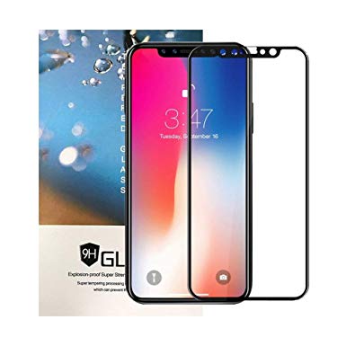 iPhone X Screen Protector, Tiamat Carbon Fiber 3D Curved Edge Full Coverage iPhone X Tempered Glass Screen Protector [3D Touch] [Anti-Scratch] [HD Clear] Screen Protector for iPhone X - Black