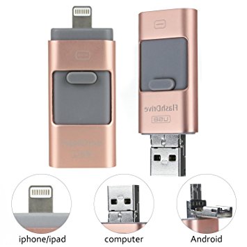 OTG USB Flash Drive 64GB (Rose Gold) For Android Cell Phone, iPhone, Computer, Memory Stick External Storage