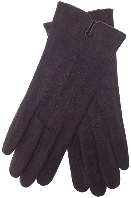 EEM ladies imitation leather gloves ARIANE in suede look with soft teddy fleece, warm, vegan