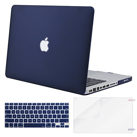 Mosiso Plastic Hard Case with Keyboard Cover with Screen Protector Only for Old MacBook Pro 13 Inch with CD-ROM (Model: A1278, Version Early 2012/2011/2010/2009/2008), Navy Blue