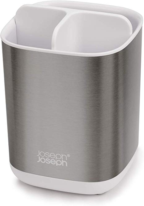 Joseph Joseph EasyStore Stainless-Steel Toothbrush Holder Bathroom Storage Organizer Caddy, Small