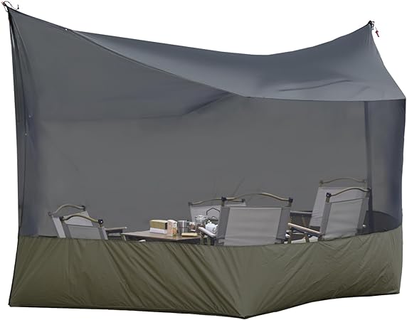 Onewind Camping Tarp Mosquito Net, Camping Bugnet for Tarp Lightweight Hammock Screen House 360 Degree Protection for Camping, Patio, Backyard and Hiking, Backpacking, OD Green