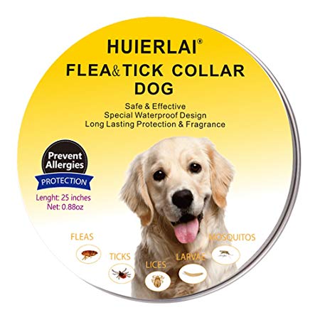 HUIERLAI flea and tick prevention for dogs - 8 Months Protection - Hypoallergenic, Adjustable & Waterproof Dog Collar - BEST Natural Pest Solution For Dogs Of All Sizes and Ages. …