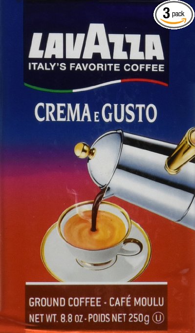 Lavazza Crema e Gusto Ground Coffee, Italian , 8.8-Ounce Bricks (Pack of 3)
