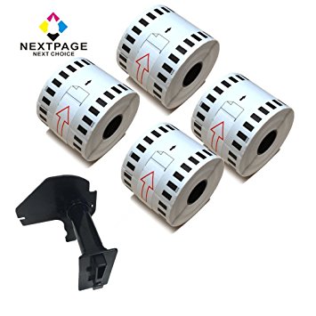 NEXTPAGE® 4 Rolls Brother compatible DK-2205 Continuous Paper Label(2.4in x 100ft)with 1 reusable Cartridge