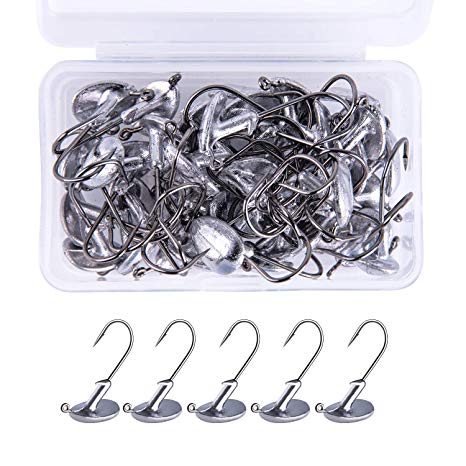 Goture Jig Hooks Set Kit with Fishing Tackle Box Fish Head Hooks