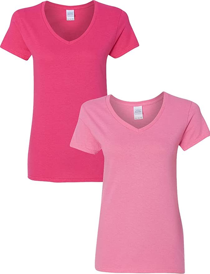 Gildan Women's Heavy Cotton V-Neck T-Shirt, 2-Pack