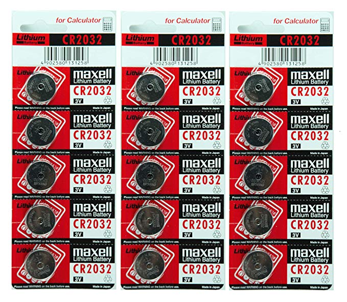 Maxell CR2032 3V Lithium Coin Batteries Made in Japan Version, 15 Count