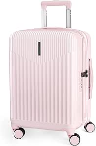 BAGSMART Carry On Luggage 22x14x9 Airline Approved with Spinner Wheels,100% PC Hardside Expandable Luggage with TSA Lock for Trips, 20 Inch Rolling Suitcases for Men Women,Pink