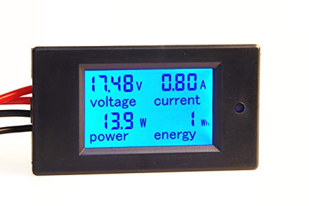 KNACRO DC 6.5-100V 20A Voltage Amperage Power Energy Meter DC Volt Amp Tester Gauge Monitor LCD Digital Display with Blue Backlight Measuring Volts Current with Built-in Shunt