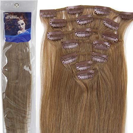 20''7pcs Fashional Clips in Remy Human Hair Extensions 24 Colors for Women Beauty Hot Sale (#12-light brown)