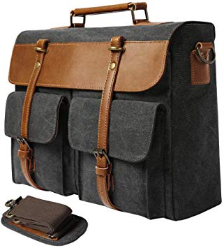 S-POINT Messenger Bag for Men Women Water Resistant Vintage 15.6 Inch Laptop Briefcases Business Travel Work Satchel Crossbody Shoulder Bags