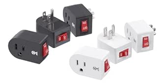 Cable Matters [ETL Listed] 3 Pack Grounded Outlet with ON Off Switch, Single Outlet Switch ON Off/Plug Switch in Black & [ETL Listed] 3 Pack Grounded Outlet with ON Off Switch in White