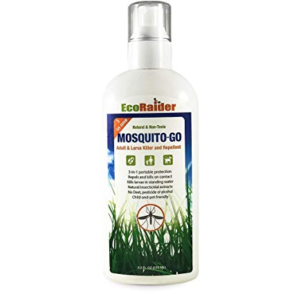 EcoRaider Mosquito & Flying Insect Killer 8 OZ, 3-in-One, Repellent Plus Adult & Larva Killer, Natural & Non-Toxic (8OZ)