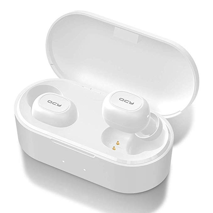 QCY T2S True Wireless Earbuds with Wireless Charging Case,TWS 5.0 Bluetooth Headphones, Compatible with iPhone, Android, and Other Leading Smartphones, White