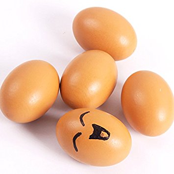 6Pcs Wooden Faux Fake Eggs,Easter Eggs,Children Play Kitchen Game Food Toy - Log Color