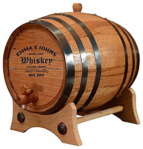 Personalized - Custom American White Oak Aging Barrel - Barrel Aged (3 Liters, Black Hoops)