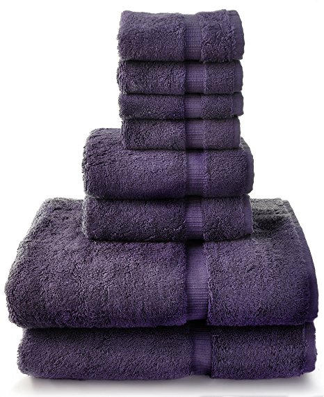 8 Piece Turkish Luxury 100% Genuine Turkish Cotton Towel Set (Plum) - Eco Friendly, 2 Bath Towels, 2 Hand Towels, 4 Wash Clothes by Turkuoise Turkish Towel