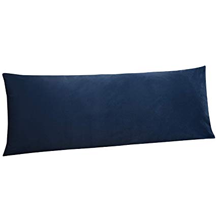 NTBAY Solid Velvet Body Pillow Cover, for Adults Pregnant Women Luxury Zippered Body Pillowcase, 20 x 54 Inches, Navy Blue