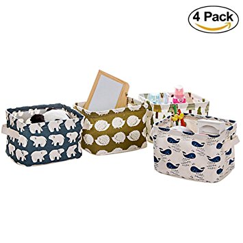 Home Decor Canvas Storage Bins Basket Organizers for Baby Toys,Makeup,Books,4 Pack