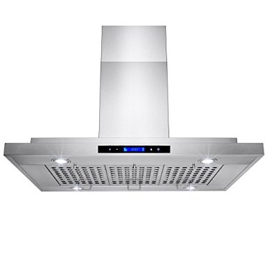 AKDY® 36" Stainless Steel Made Island Mount Powerful LED Display Touch Screen Control Cooking Fan Kitchen Range Hood