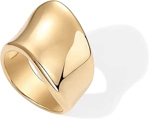 PAVOI 14K Gold Plated Chunky Statement Ring for Women | Stainless Steel Hypoallergenic Wide Stackable Rings