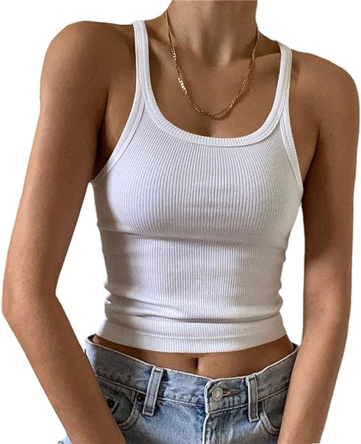 Artfish Women's Sleeveless Tank Top Form Fitting Scoop Neck Ribbed Knit Basic Cami Shirts
