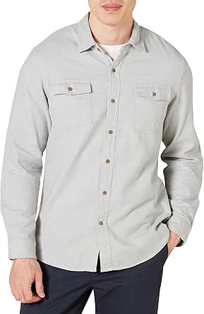 Amazon Essentials Men's Slim-Fit Long-Sleeve Two-Pocket Flannel Shirt