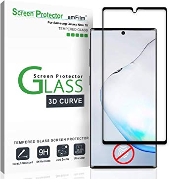 amFilm Glass Screen Protector for Galaxy Note 10, Tempered Glass 2019, Dot Matrix with Easy Installation Tray (Not Compatible with The Fingerprint Scanner)