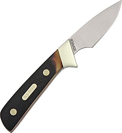 Schrade 156OT Lil' Finger Fixed Blade Knife with Drop Point Blade, Delrin Handle, and Leather Sheath