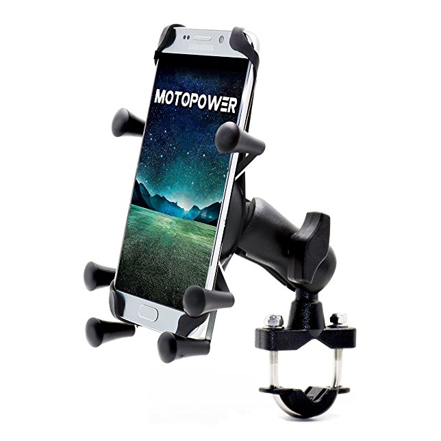 MOTOPOWER MP0619 Bike Motorcycle Cell Phone Mount Holder- For any Smartphone & GPS - Universal Mountain & Road Bicycle Motorcycle Handlebar Cradle Holder