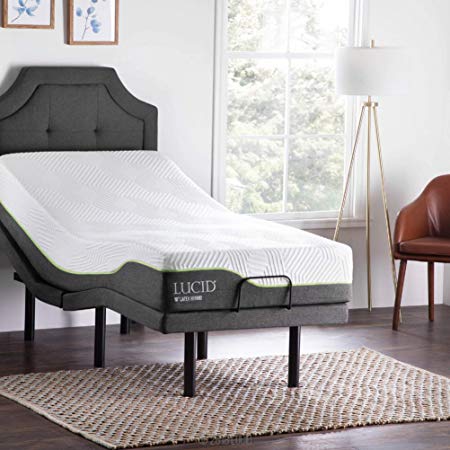 Lucid L300 Adjustable Bed Base with Lucid 10 inch Latex Hybrid Mattress - Twin XL