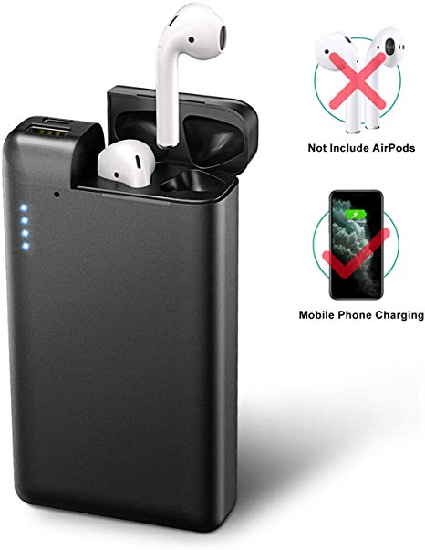Bovon for AirPod Charging Case Replacement (70-80 Times Charge) Compatible with Apple AirPods 2 and 1 (Not Included), Multifunctional 10000mAh Portable Charger Power Bank for iPhone, iPad, Samsung