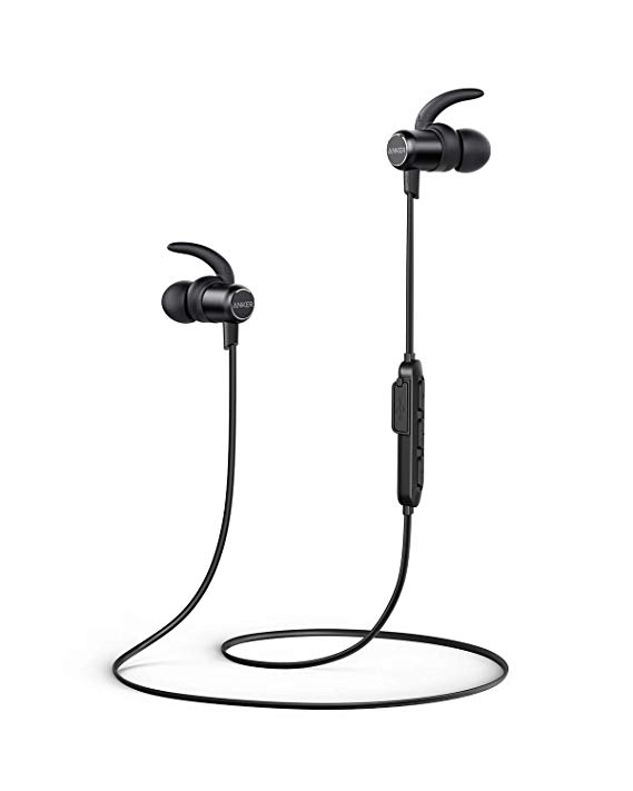 [Upgraded] Anker Soundbuds Slim Wireless Workout Headphones, Earphones with Bluetooth 5, 10-Hour Playtime, Big Sound, Multiple Size Accessories, IPX7 Waterproof for Workout, Running, Gym, Work, Home