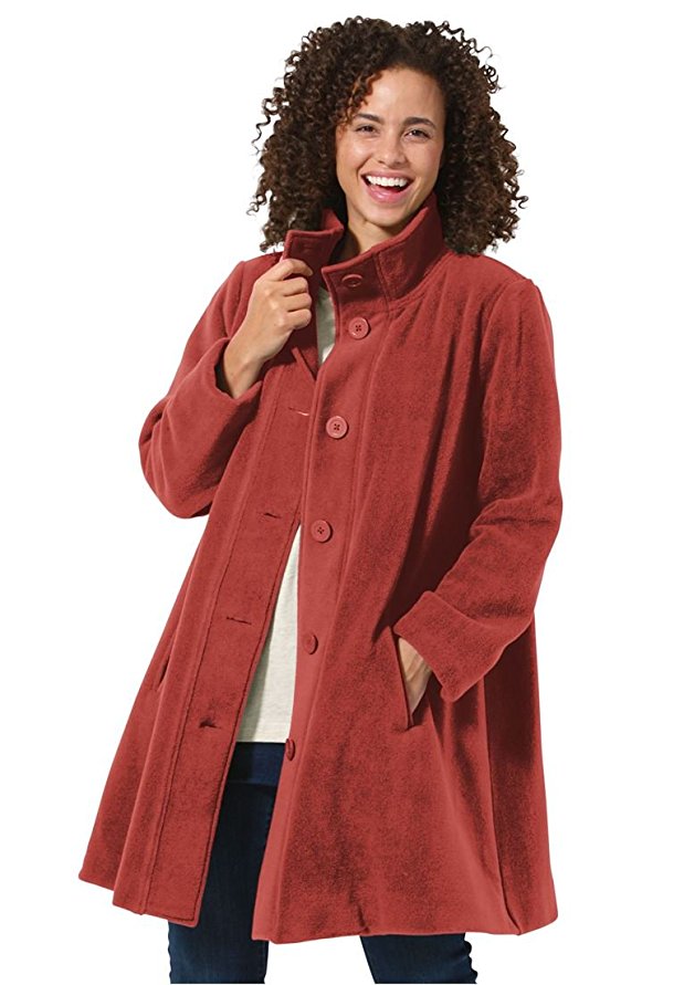 Women's Plus Size Jacket, Swing Style, In Cozy Fleece