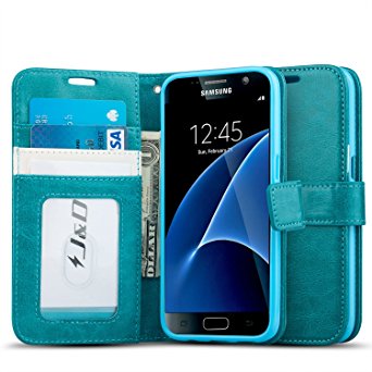 Galaxy S7 Case, J&D [Wallet Stand] Samsung Galaxy S7 Wallet Case Heavy Duty Protective Shock Resistant Wallet Case for Samsung Galaxy S7 (Aqua)