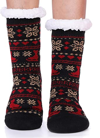 EBMORE Women Slipper Fuzzy Socks Fluffy Cozy Cabin Warm Winter Soft Thick Comfy Fleece Anti Slip Socks