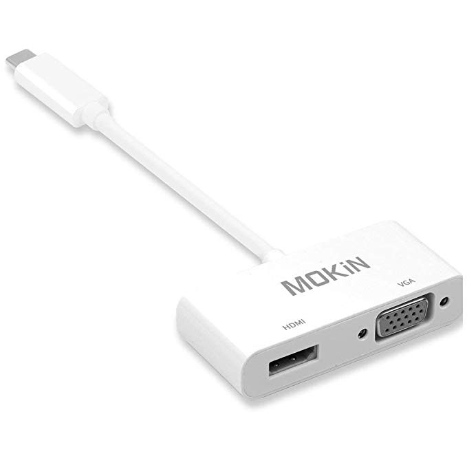 USB C to VGA Adapter,MOKiN USB C(Type C) to VGA Adapter Cable for MacBook Pro 2018/2017, iPad Pro/MacBook Air 2018, Samsung Galaxy S9/S8, Surface Go and More … (USB c to vga hdmi)