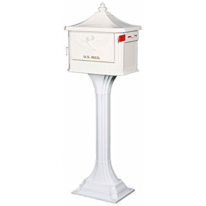 Gibraltar PED0000W Large Cast Aluminum Pedestal Mailbox, White