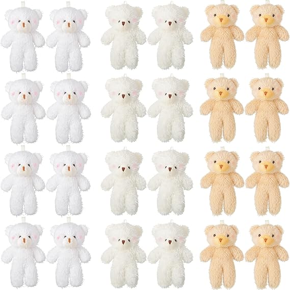 Skylety 24 Pieces Mini Bear Toy 4.7 Inch Stuffed Tiny Bear Jointed Bear Soft Tiny Bear Doll for DIY Keychain Birthday Wedding Xmas Decorations Party Favor