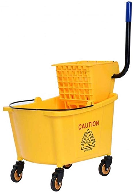 Toolsempire Commercial Mop Bucket Side Press Cleaning Wringer Trolley 35 Quart