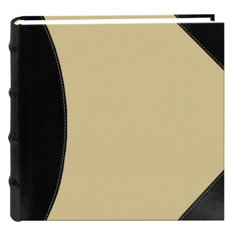 Pioneer High Capacity Sewn Fabric and Leatherette Cover Photo Album, Black on Beige