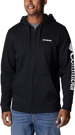 Columbia Men's Trek Full Zip Hoodie, Black/CSC Sleeve Logo, Large